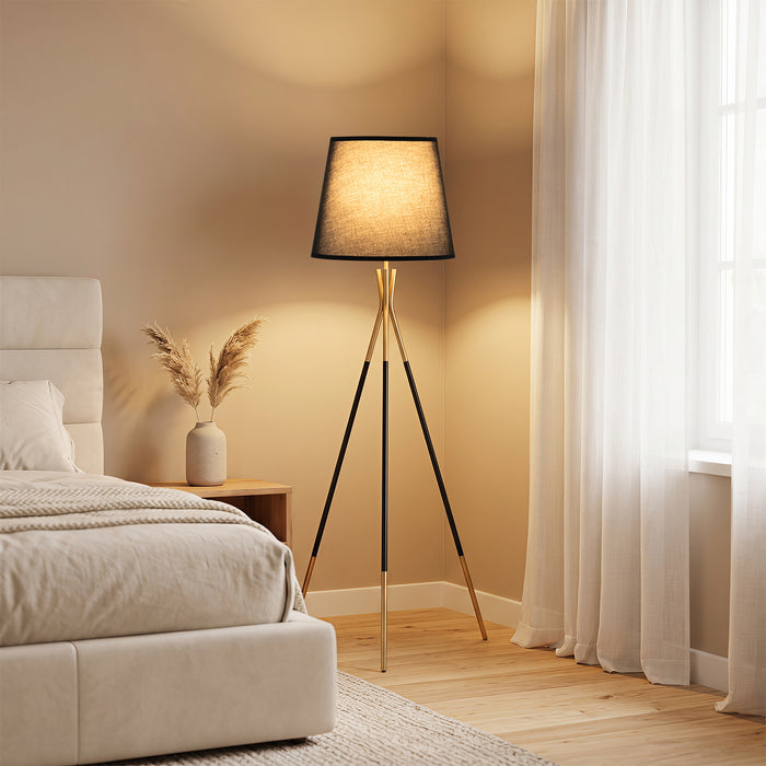 Modern Metal Tripod Floor Lamp with Fabric Shade157 cm Tall Standing Lamp-