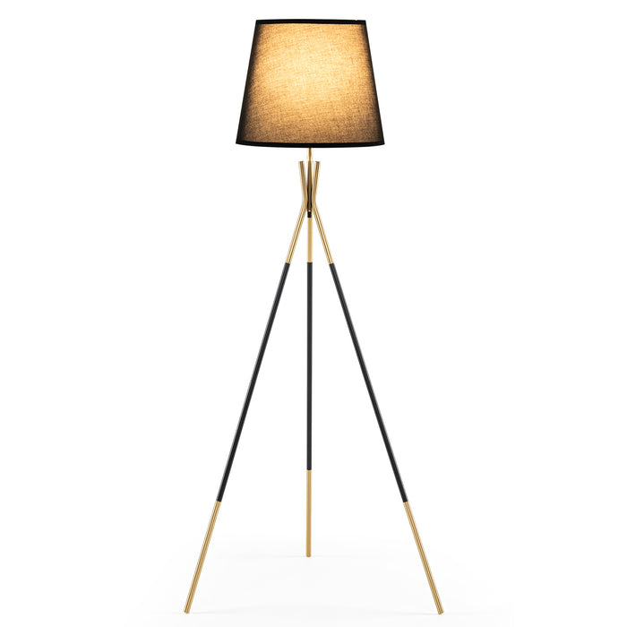 Modern Metal Tripod Floor Lamp with Fabric Shade157 cm Tall Standing Lamp-