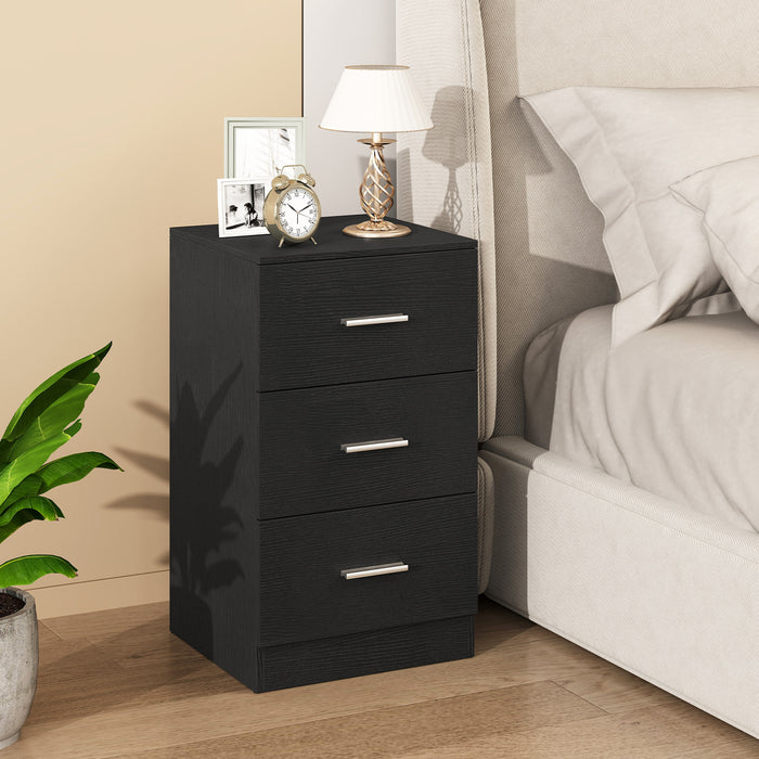 Modern Nightstand End Table with 3 Storage Drawers 2 Anti-tip Kits-
