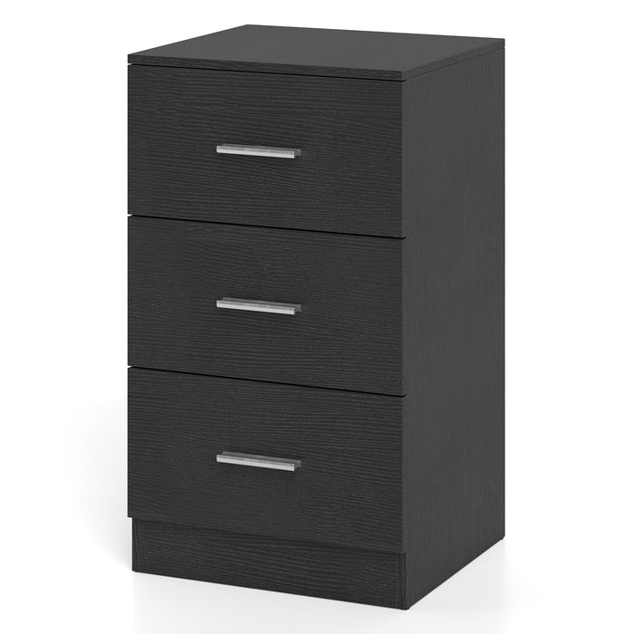 Modern Nightstand End Table with 3 Storage Drawers 2 Anti-tip Kits-