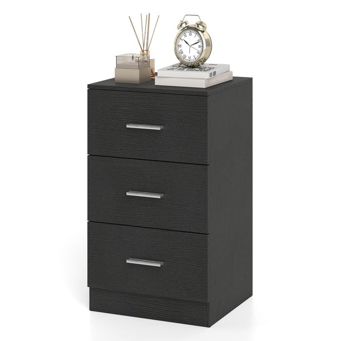 Modern Nightstand End Table with 3 Storage Drawers 2 Anti-tip Kits-