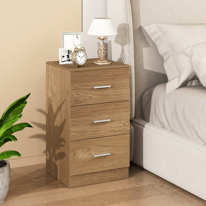 Modern Nightstand End Table with 3 Storage Drawers 2 Anti-tip Kits-