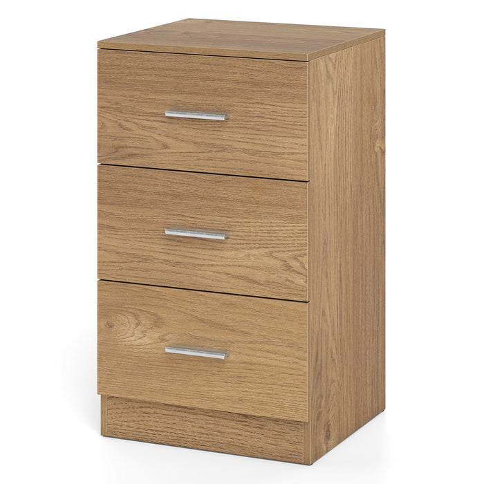 Modern Nightstand End Table with 3 Storage Drawers 2 Anti-tip Kits-