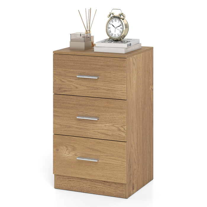 Modern Nightstand End Table with 3 Storage Drawers 2 Anti-tip Kits-