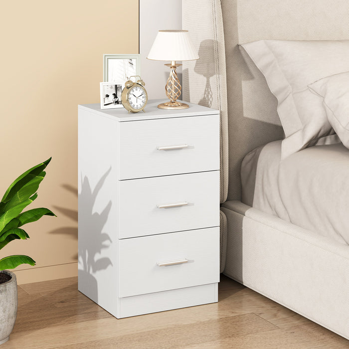 Modern Nightstand End Table with 3 Storage Drawers 2 Anti-tip Kits-