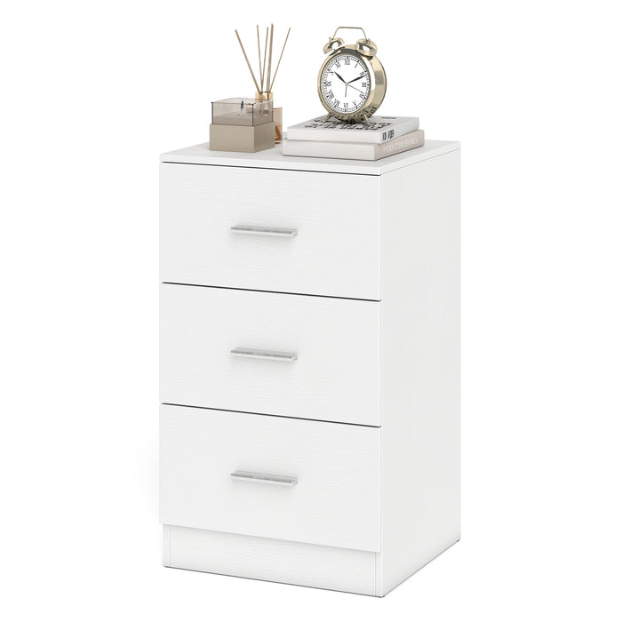 Modern Nightstand End Table with 3 Storage Drawers 2 Anti-tip Kits-