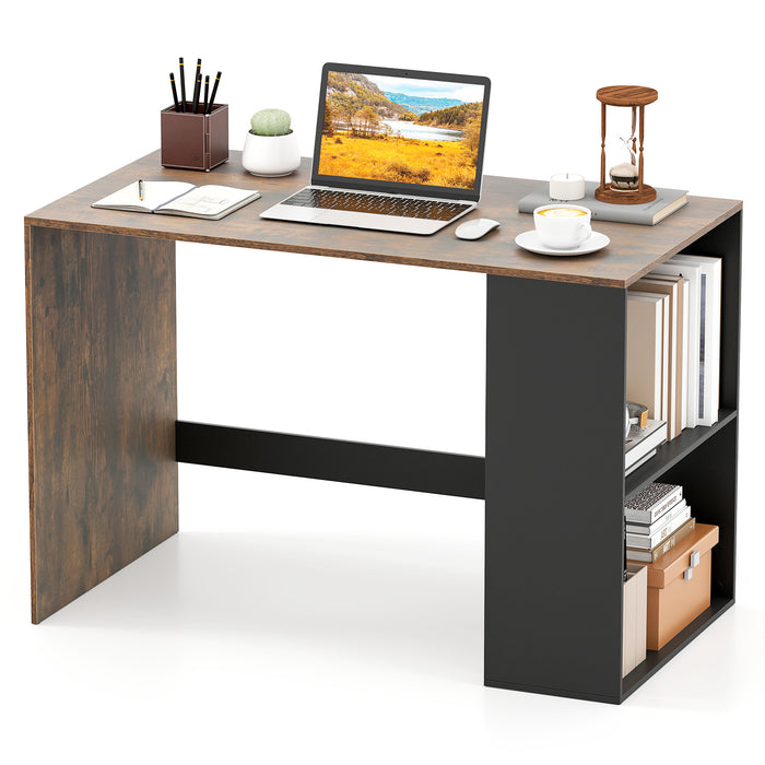 Modern Wooden Office Desk with Storage and 2 Open Shelves-