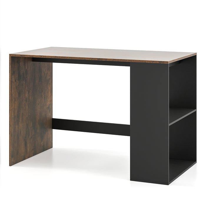 Modern Wooden Office Desk with Storage and 2 Open Shelves-
