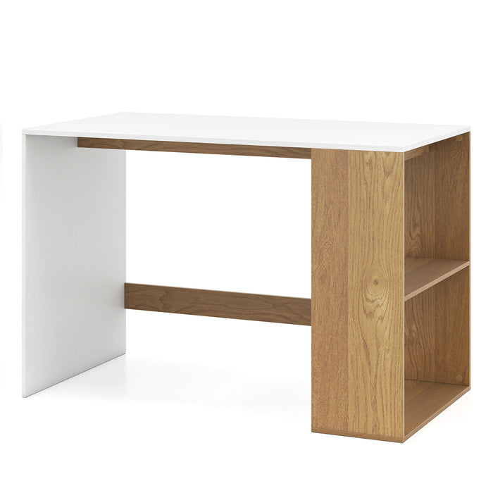Modern Wooden Office Desk with Storage and 2 Open Shelves-