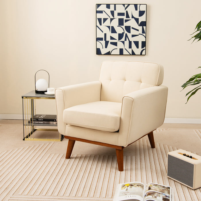 Modern Accent Armchair with Removable Padded Seat Cushion-Beige