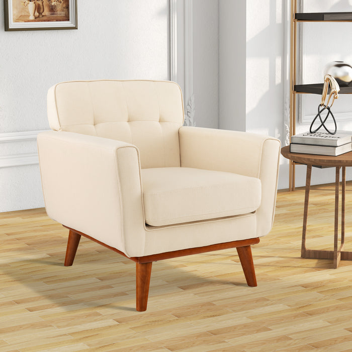 Modern Accent Armchair with Removable Padded Seat Cushion-Beige