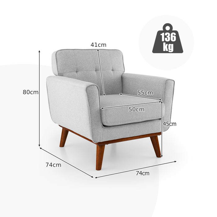 Modern Accent Armchair with Removable Padded Seat Cushion-Beige