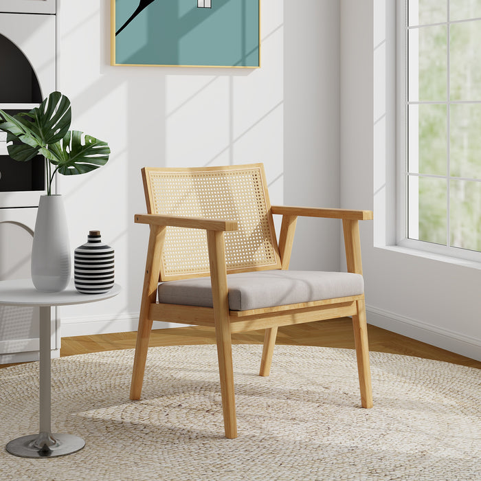 Modern Accent Chair - Solid Rubber Wood Frame in Natural Finish - Ideal for Contemporary Home Decor