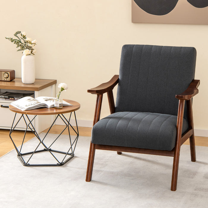 Accent Chair with Armrests - Modern Design, Rubber Wood Frame in Grey - Perfect Addition to Any Living Room Décor