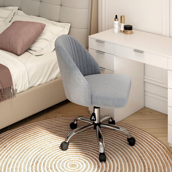 Modern Armless Office Chair with Curved Backrest and Upholstered Seat-Beige