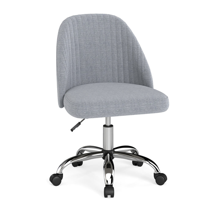 Modern Armless Office Chair with Curved Backrest and Upholstered Seat-Beige