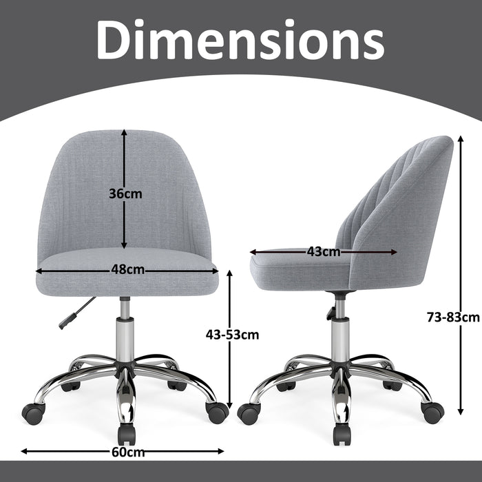 Modern Armless Office Chair with Curved Backrest and Upholstered Seat-Beige