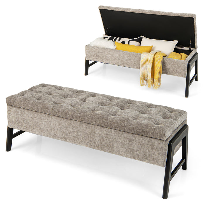 Modern Chenille - Upholstered Tufted Ottoman Bench with Storage - Perfect for Solving Extra Household Storage Needs