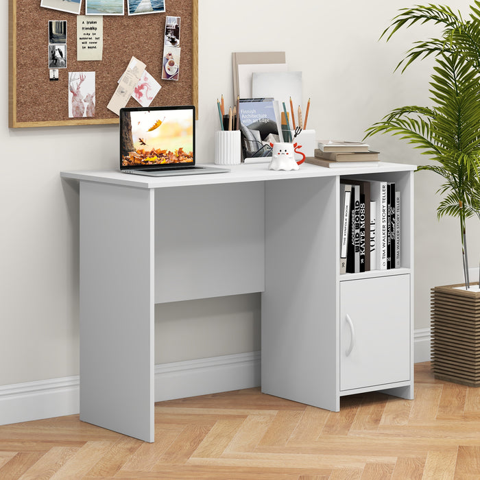 Modern Computer Desk with Cabinet and Cable Holes-