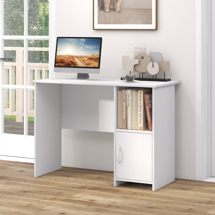Modern Computer Desk with Cabinet and Cable Holes-