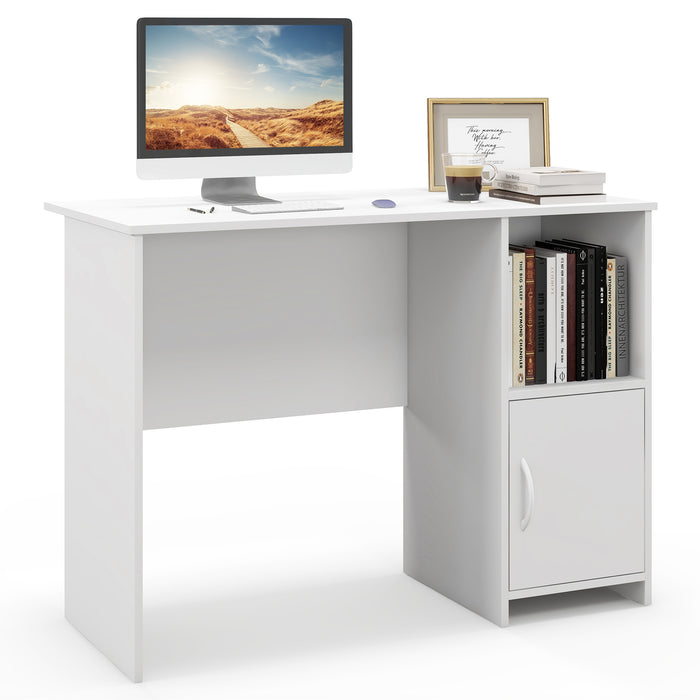 Modern Computer Desk with Cabinet and Cable Holes-