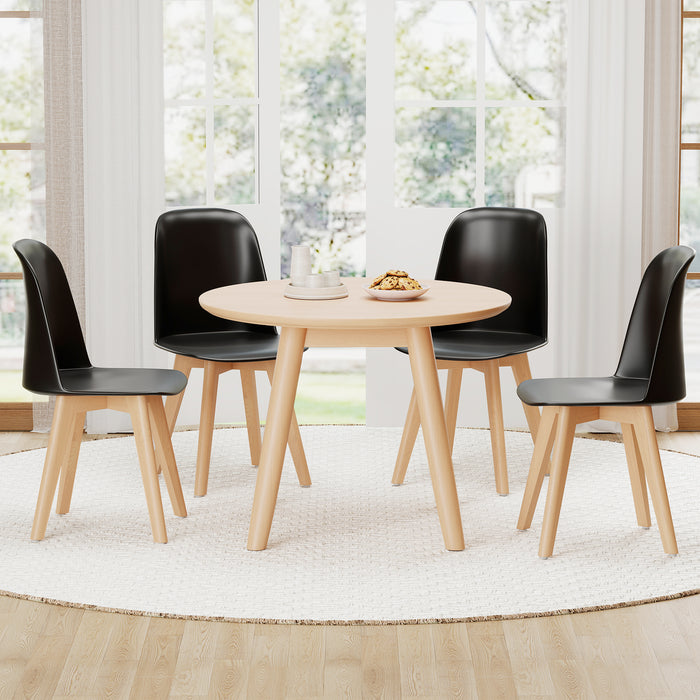 Modern Dining Chairs Set of 2 Armless Kitchen Chairs with Solid Beech Wood Legs-