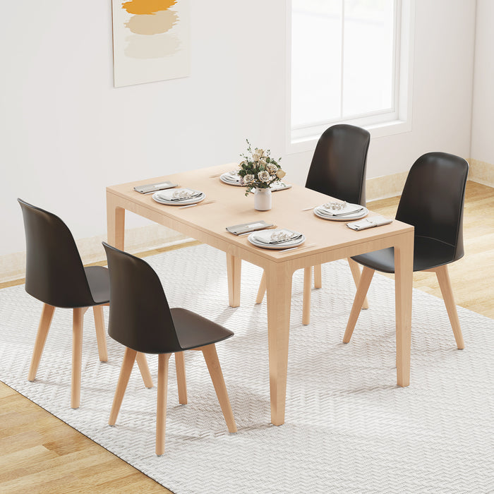Modern Dining Chairs Set of 2 Armless Kitchen Chairs with Solid Beech Wood Legs-