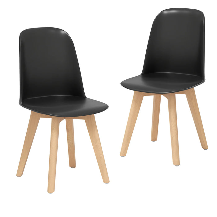 Modern Dining Chairs Set of 2 Armless Kitchen Chairs with Solid Beech Wood Legs-