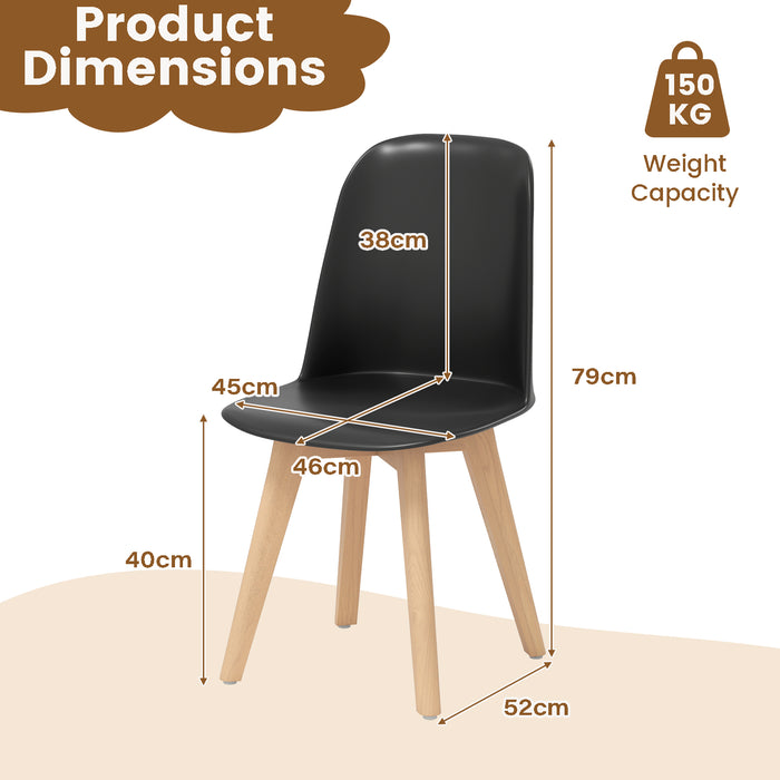 Modern Dining Chairs Set of 2 Armless Kitchen Chairs with Solid Beech Wood Legs-