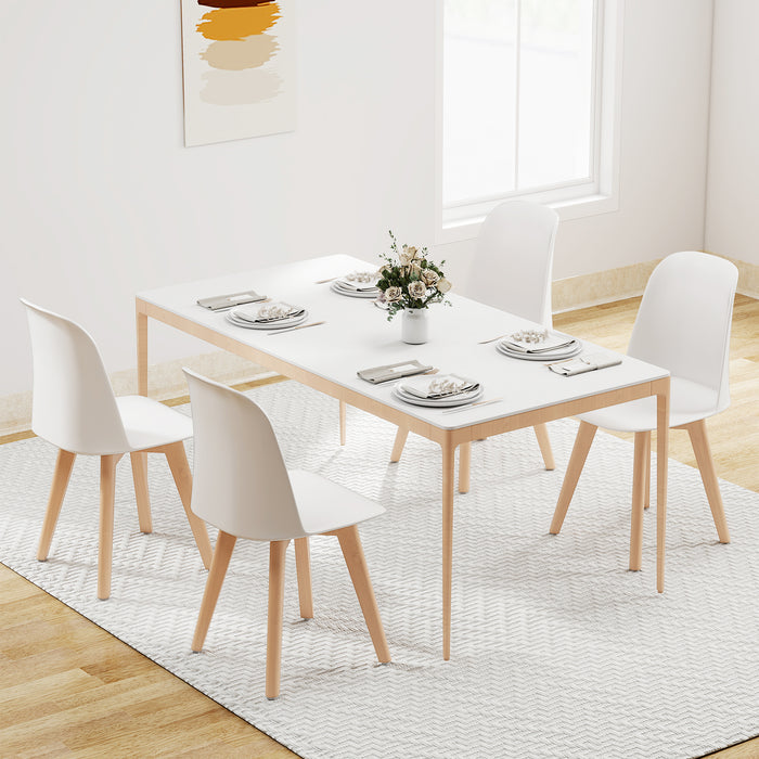 Modern Dining Chairs Set of 2 Armless Kitchen Chairs with Solid Beech Wood Legs-