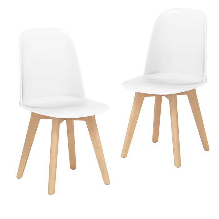 Modern Dining Chairs Set of 2 Armless Kitchen Chairs with Solid Beech Wood Legs-