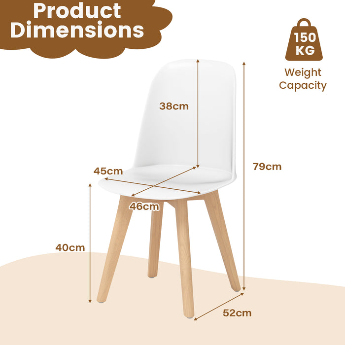 Modern Dining Chairs Set of 2 Armless Kitchen Chairs with Solid Beech Wood Legs-