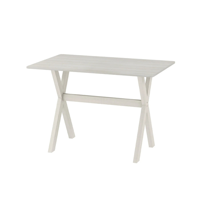 Modern Dining Table Wooden Kitchen Table with X-shaped Frame and with Wood Grain Texture Tabletop-White