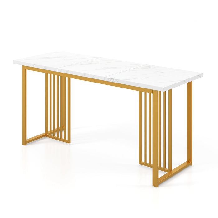 Modern Dining Table with Faux Marble Tabletop for 6-8 People-