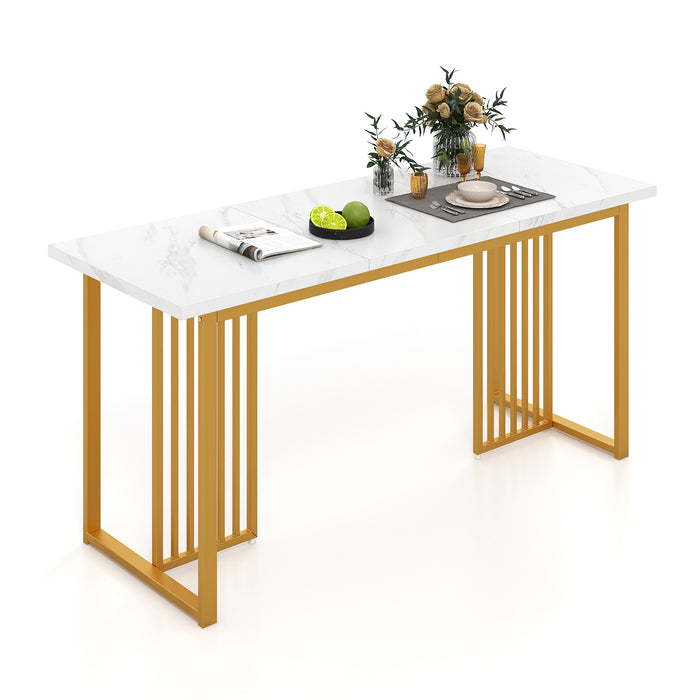 Modern Dining Table with Faux Marble Tabletop for 6-8 People-
