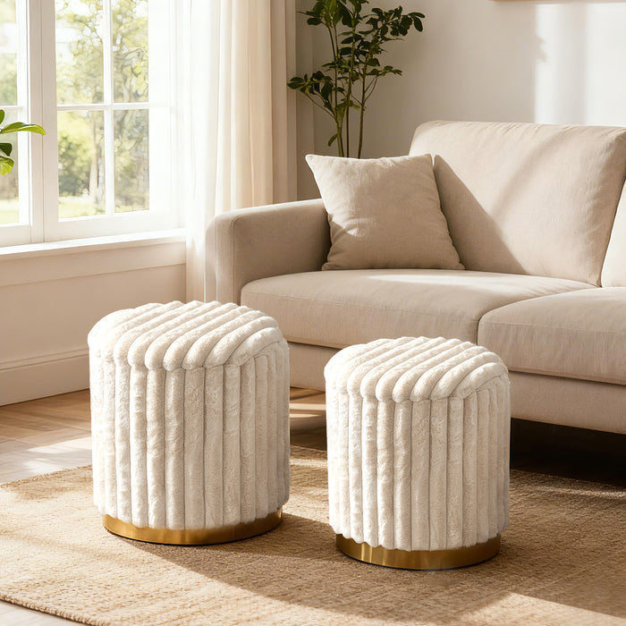 Modern Ottoman Set of 2 with Detachable Lids and Hidden Storage Space-