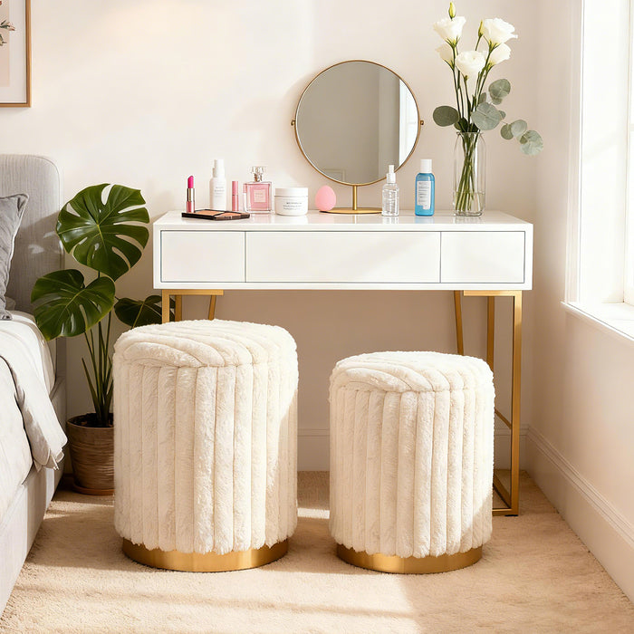 Modern Ottoman Set of 2 with Detachable Lids and Hidden Storage Space-