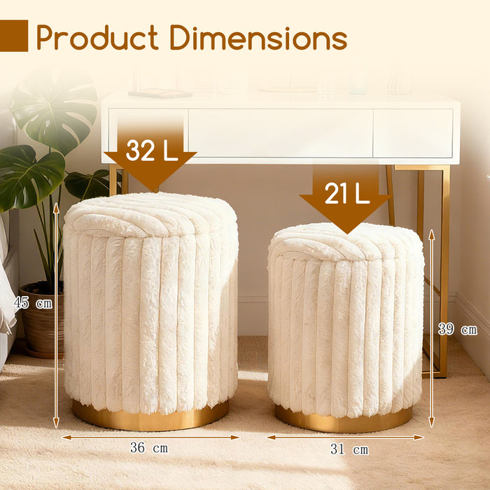 Modern Ottoman Set of 2 with Detachable Lids and Hidden Storage Space-