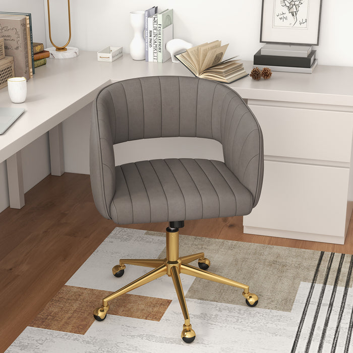 Modern Swivel Home Office Chair with Tufted Back and Seat-