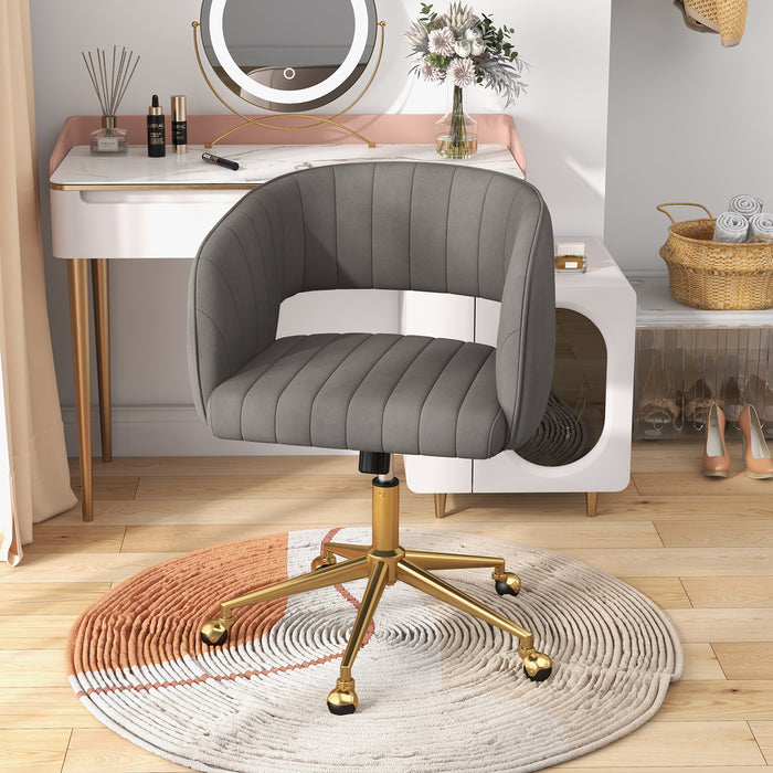 Modern Swivel Home Office Chair with Tufted Back and Seat-