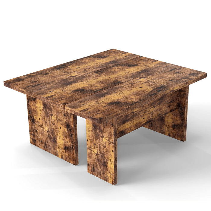 Modular Coffee Table Set of 2 L Shaped Center Tables for Small Space-