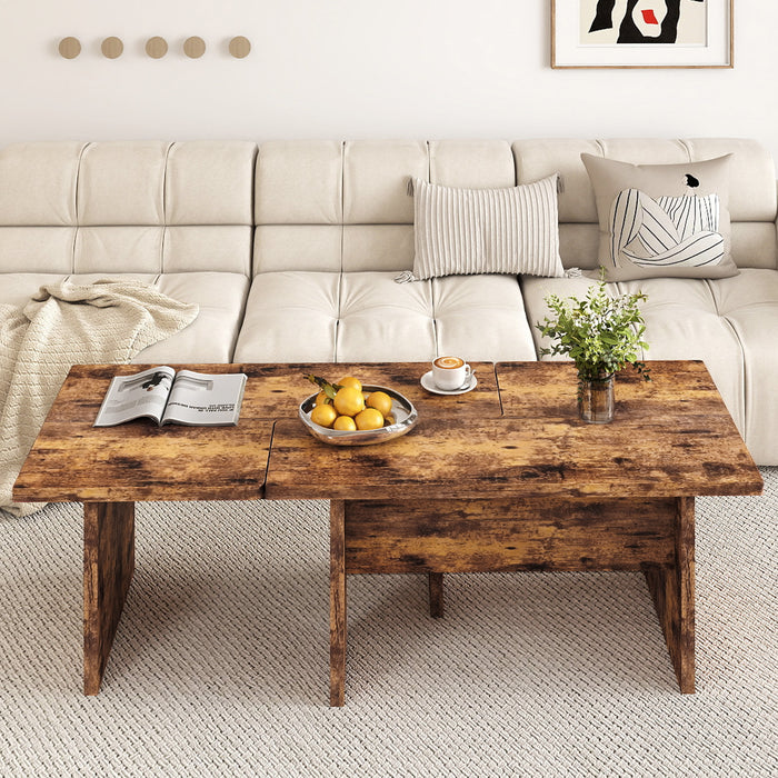 Modular Coffee Table Set of 2 L Shaped Center Tables for Small Space-