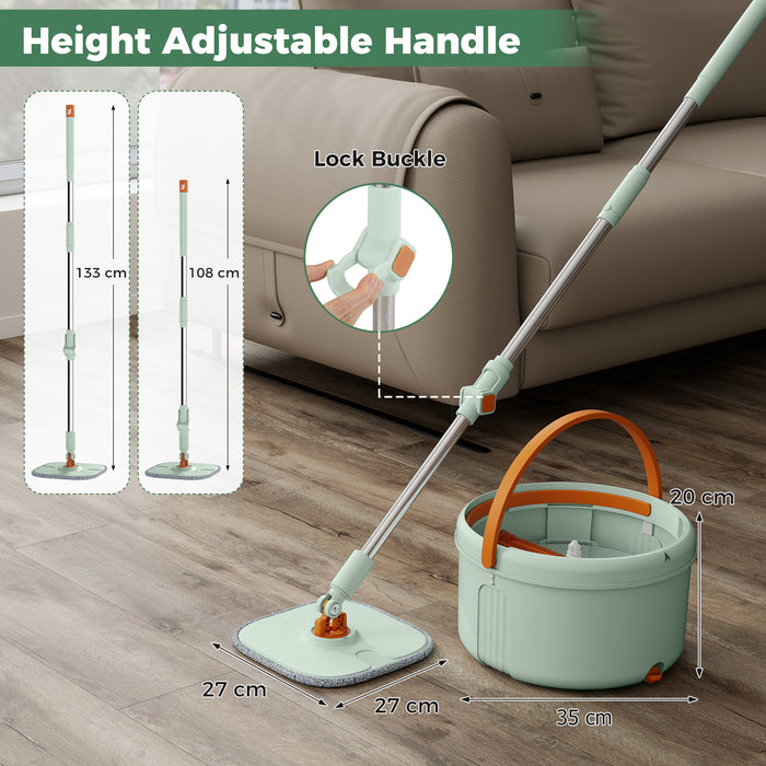 Mop and Bucket Set with Wringer Flat Floor Mop and Bucket System with 2/8 Washable Microfiber Pads-