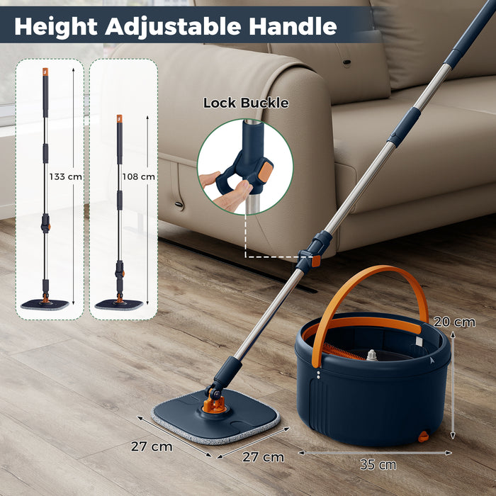 Mop and Bucket Set with Wringer Flat Floor Mop and Bucket System with 2/8 Washable Microfiber Pads-