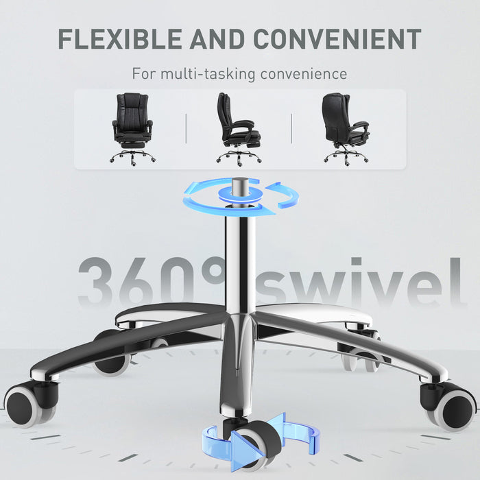 Ergonomic Microfiber Home Office Chair with Reclining Backrest - Armrests and Swivel Casters - Comfortable Desk Chair with Footrest for Long Working Hours