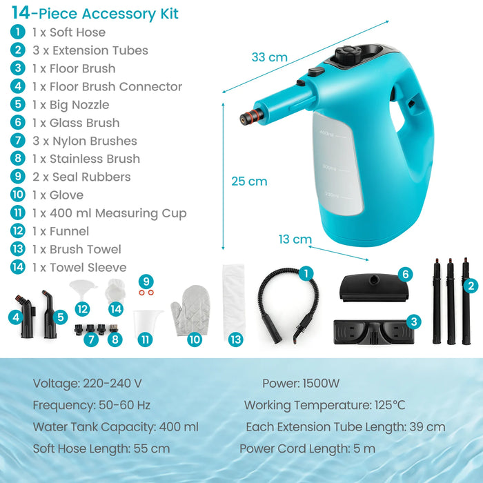 Multi-Surface Handheld Steam Cleaner with Safety Lock-