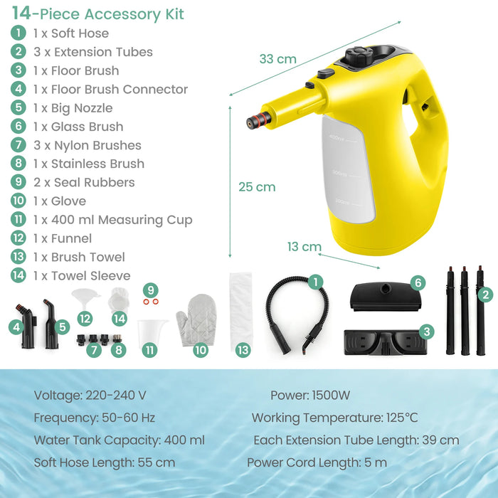 Multi-Surface Handheld Steam Cleaner with Safety Lock-