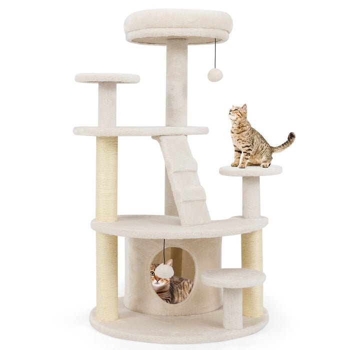 Multi-level Kitty Tower with Padded Perch and Scratching Posts-Grey