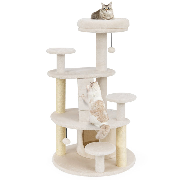 Multi-level Kitty Tower with Padded Perch and Scratching Posts-Grey