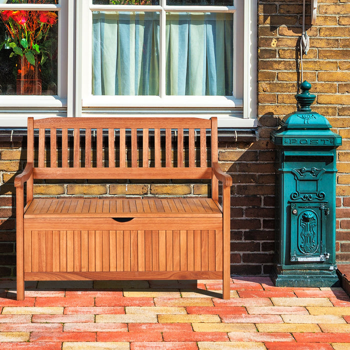 Multifunctional Patio Storage Bench 125L Eucalyptus Storage Seat